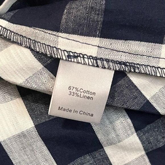 Tuckernuck Dress Tate Linen Blend Navy Check Gingham Mini Sz M - Picture 11 of 11